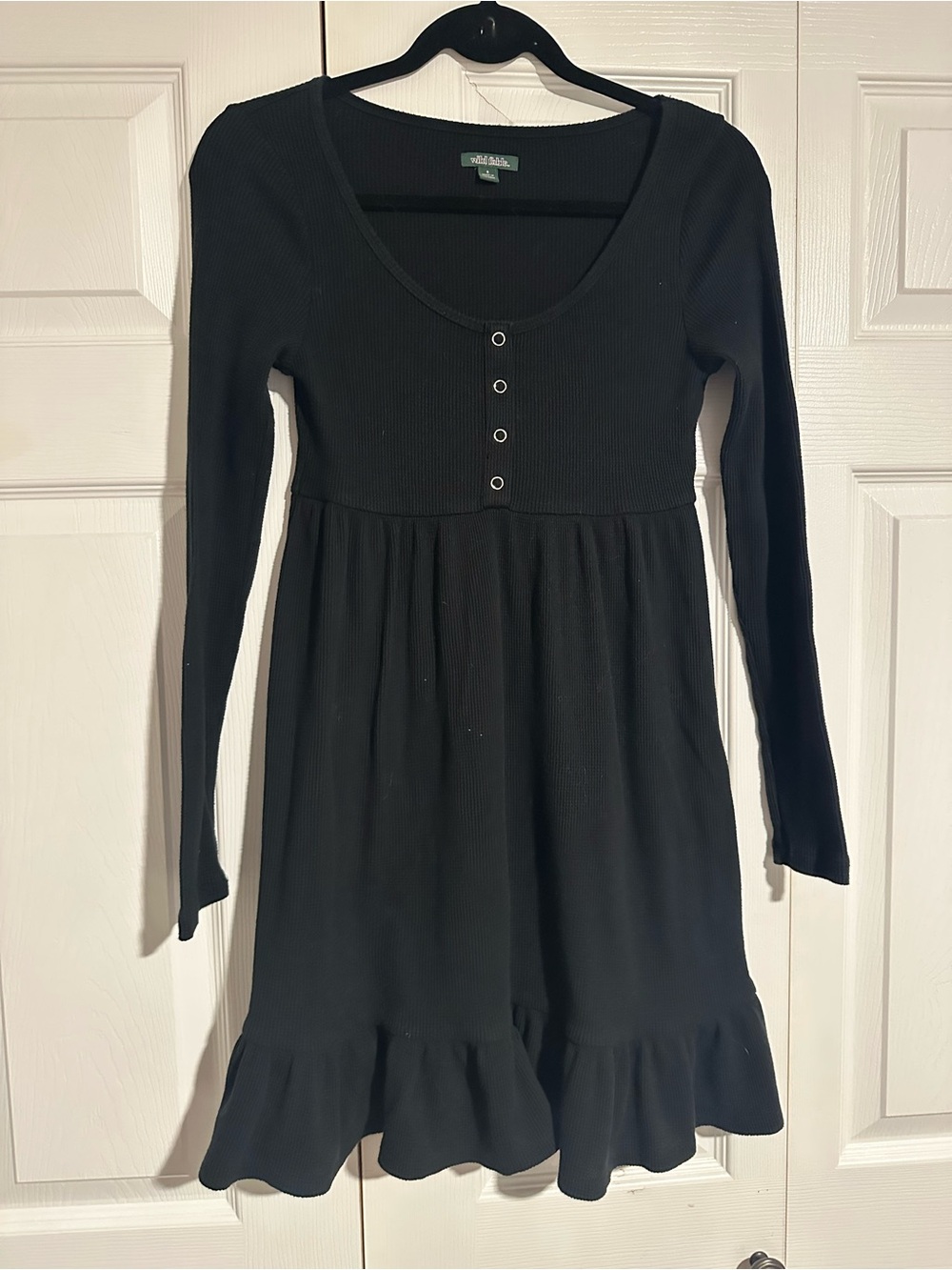 Wild Fable Women’s Black Long-Sleeve Ruffle Hem Dress
